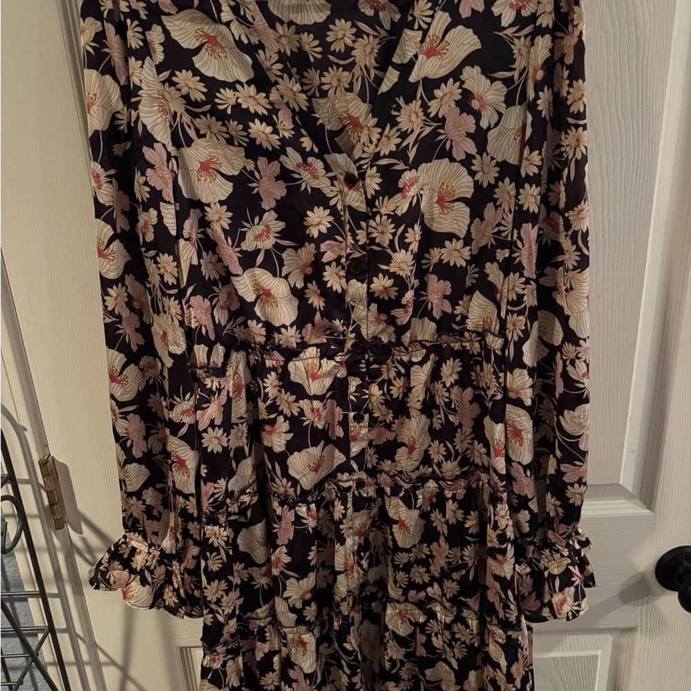 mittoshop Black Floral Long-Sleeve Tiered Dress